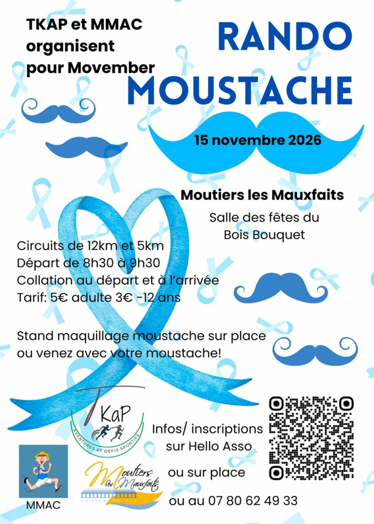 Affiche rando moustache movember tkap moutiers les mauxfaits vendée